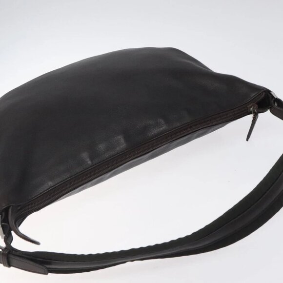 GUCCI Shoulder Bag Leather Brown Silver
